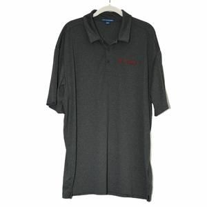 Port Authority Mens Dark Gray Polo Shirt Chest Print Collared Polyester Size 2XL